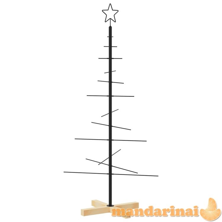 Metalinė kalėdų eglutė su mediniu pagrindu, juoda, 120 cm