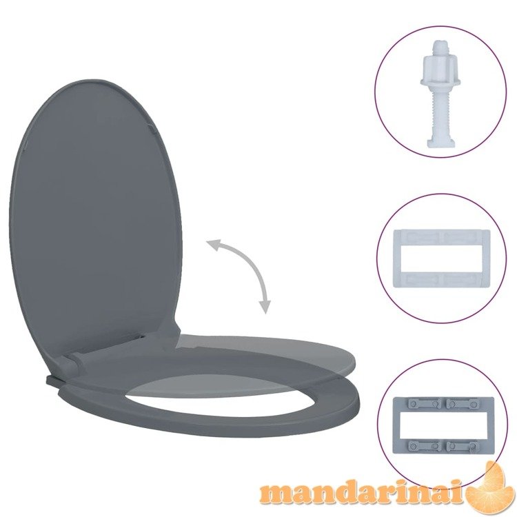 Klozeto sėdynė su soft-close mechanizmu, pilkos spalvos, ovali