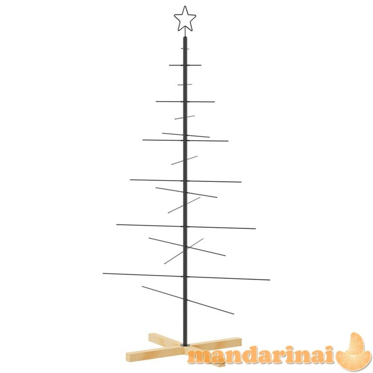 Metalinė kalėdų eglutė su mediniu pagrindu, juoda, 150 cm