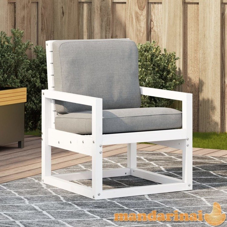 Sodo kėdė, balta, 57,5x63x76cm, pušies medienos masyvas