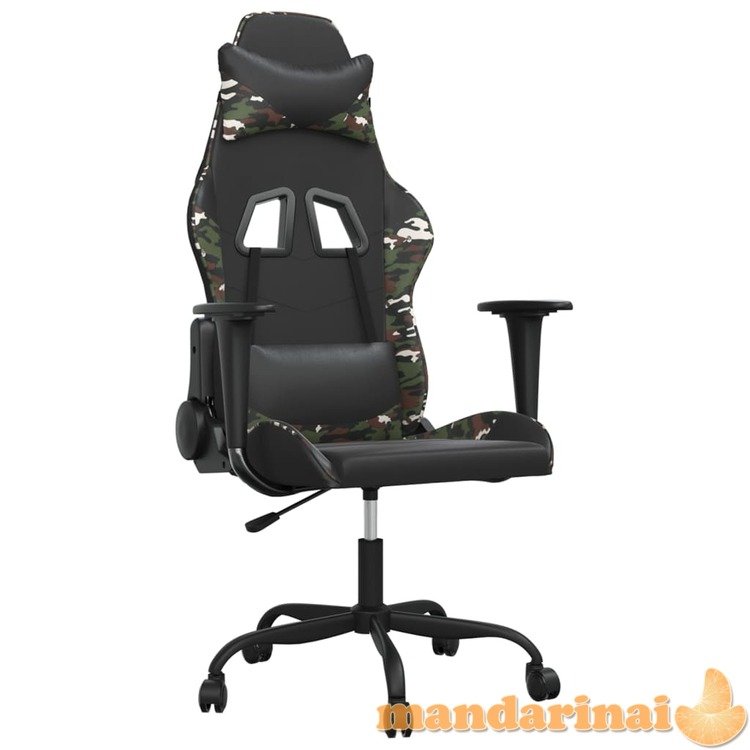Žaidimų kėdė, juodos ir kamufliažinės spalvos, dirbtinė oda