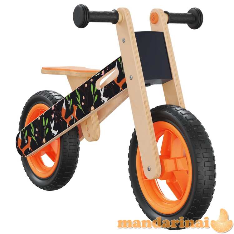 Vaikiškas balansinis dviratis, oranžinis, su spaudiniais