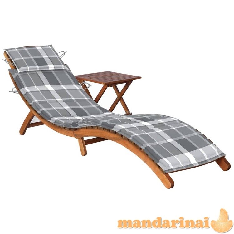 Sodo saulės gultas su staliuku ir čiužinuku, akacijos masyvas