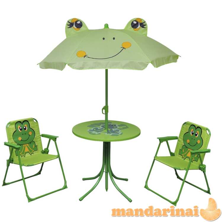 Vaik. bistro baldų kompl. su skėčiu nuo saulės, 3d., žalias