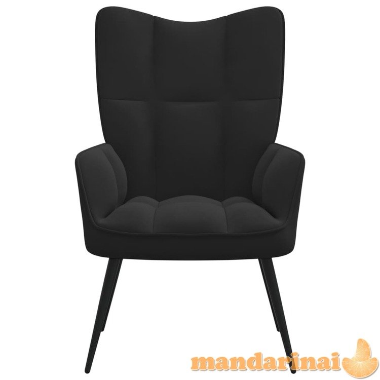 Poilsio kėdė, juodos spalvos, aksomas
