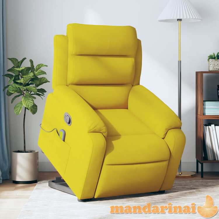 Atsistojantis atlošiamas masažinis krėslas, geltonas, aksomas