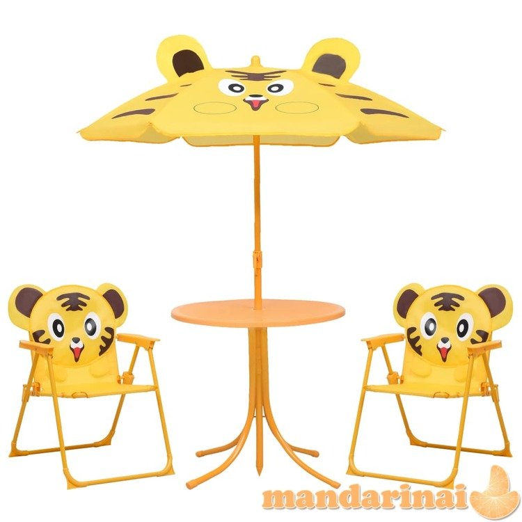 Vaikiškas bistro baldų komplektas su skėčiu, 3 dalių, geltonas