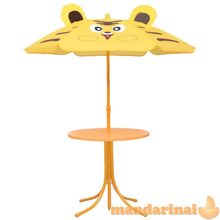 Vaikiškas bistro baldų komplektas su skėčiu, 3 dalių, geltonas