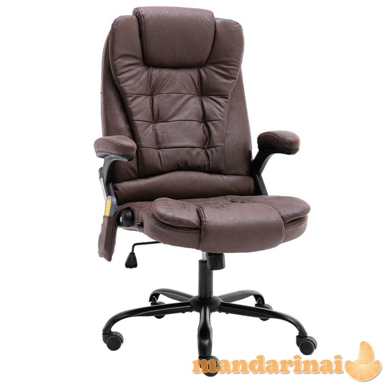 Masažinė biuro kėdė, tamsiai rudos spalvos, dirbtinė oda