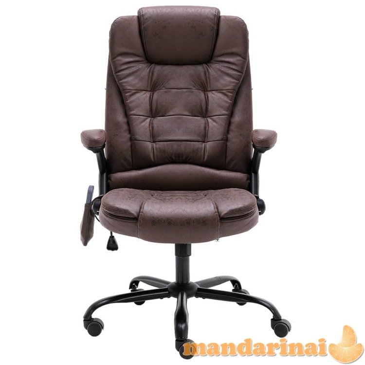 Masažinė biuro kėdė, tamsiai rudos spalvos, dirbtinė oda