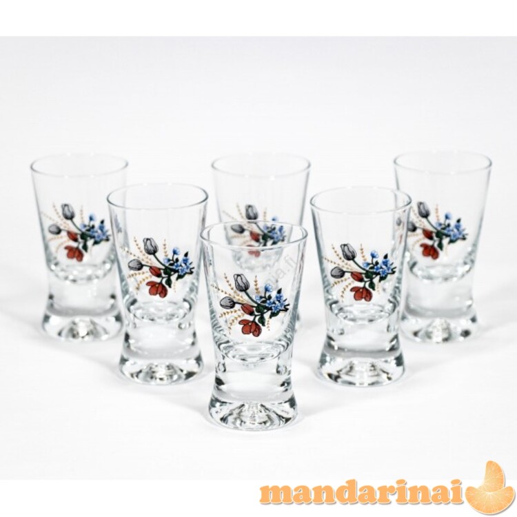 Stikliukai 25ml 6vnt X Orka su gėlyte