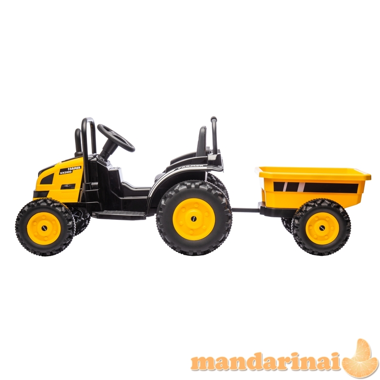 Akumuliatorinė transporto priemonė Traktorius su priekaba Farmer Yellow