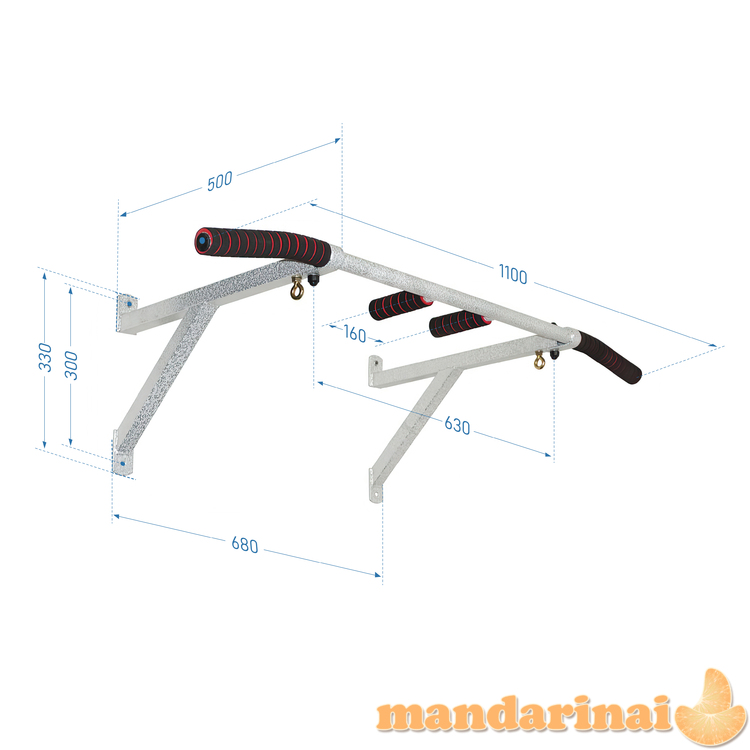 Prie sienos montuojamas skersinis SANRO PR-1 Pilkas, iki 200kg