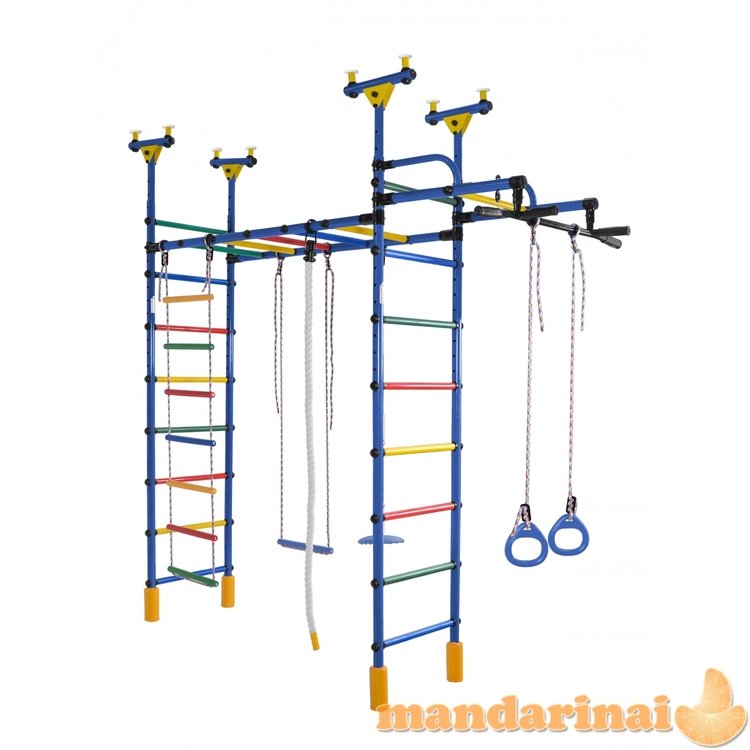 Dvigubas sporto kompleksas (gimnastikos sienelė) DRAMBLIUKAS mėlyna-vaivoryk&scaron;tė, 235-293x52,5cm