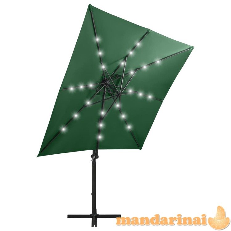 Gembinis skėtis su stulpu ir led lemputėmis, žalias, 250cm