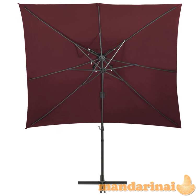 Gembinis skėtis su dvigubu viršumi, tamsiai raudonas, 250x250cm