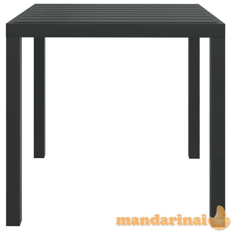 Sodo stalas, juodas, 80x80x74cm, aliuminis ir wpc