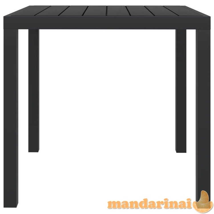 Sodo stalas, juodas, 80x80x74cm, aliuminis ir wpc