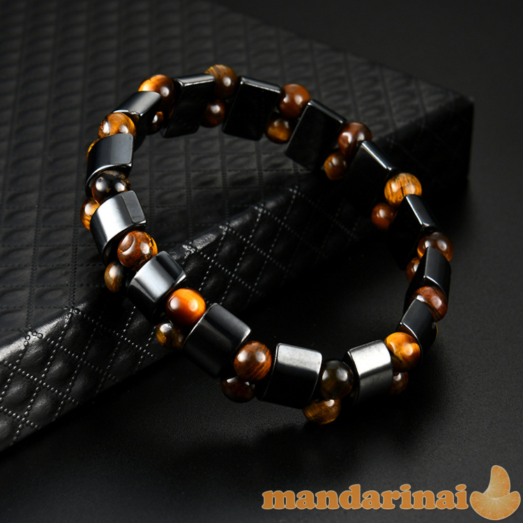 Hematito apyrankė su ,,tigro akies akmeniu