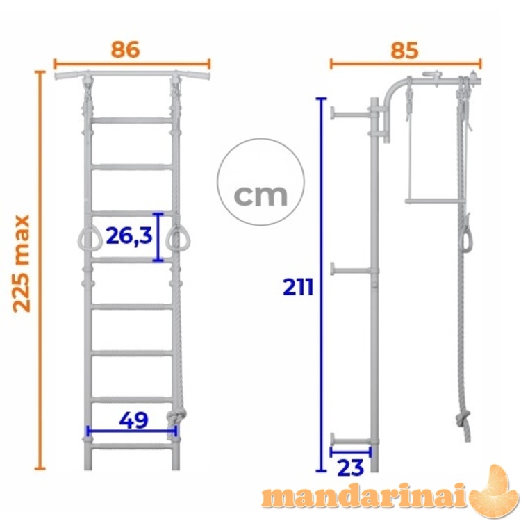 Sporto kompleksas (gimnastikos sienelė) SANRO TOPLINE balta-geltona, 225x49cm
