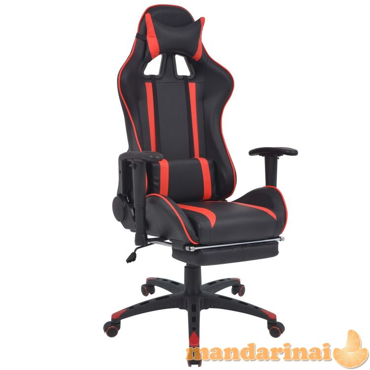 Atlošiama biuro/žaidimų kėdė su atrama kojoms, raudona