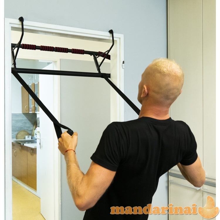 Durų staktos skersinis / lygiagretės su treniruočių diržais inSPORTline HR5004 70–92cm (iki 200kg)