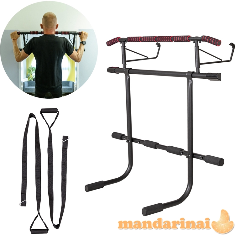 Durų staktos skersinis / lygiagretės su treniruočių diržais inSPORTline HR5004 70–92cm (iki 200kg)