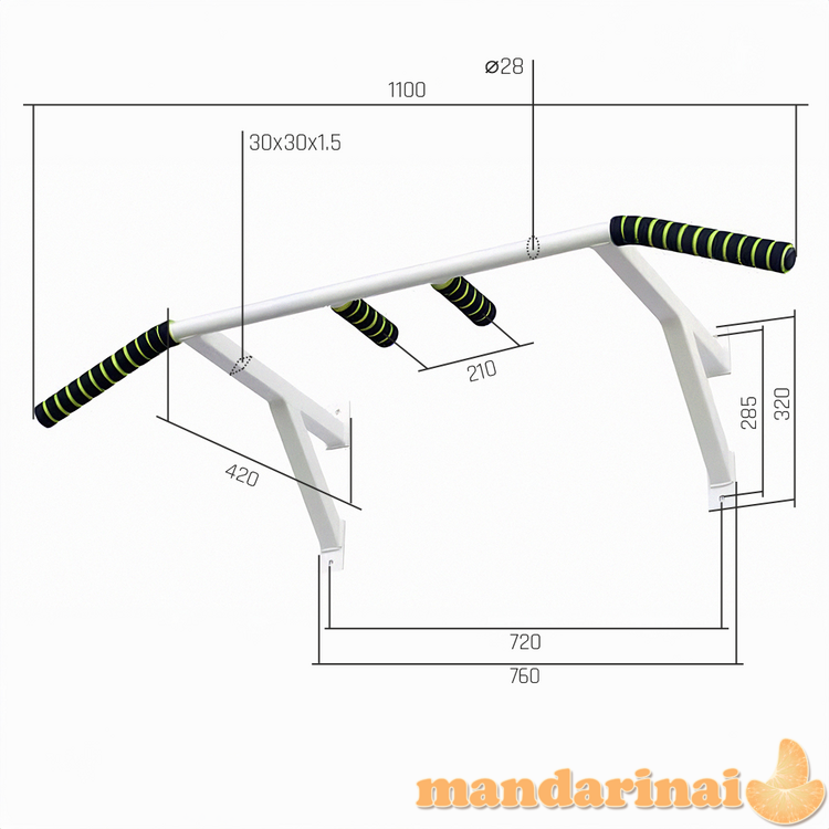  Prie sienos montuojamas skersinis SANRO LT Baltas, iki 150kg 1