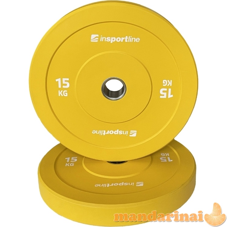 Guminis svorio diskas inSPORTline Bumper Plate Go 15 kg 50 mm