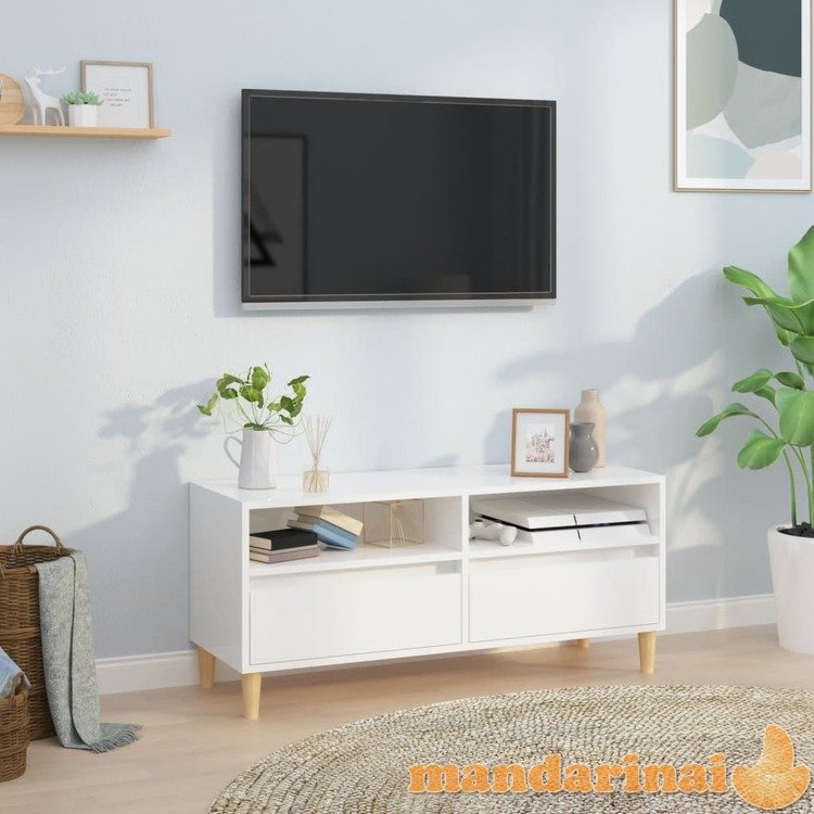 Televizoriaus spintelė, balta, 100x34,5x44,5cm, mediena, blizgi
