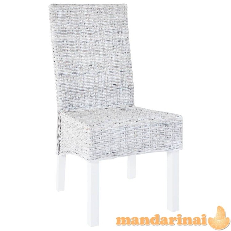 Valgomojo kėdės, 2vnt., pilkos, kubu ratanas ir mango mediena