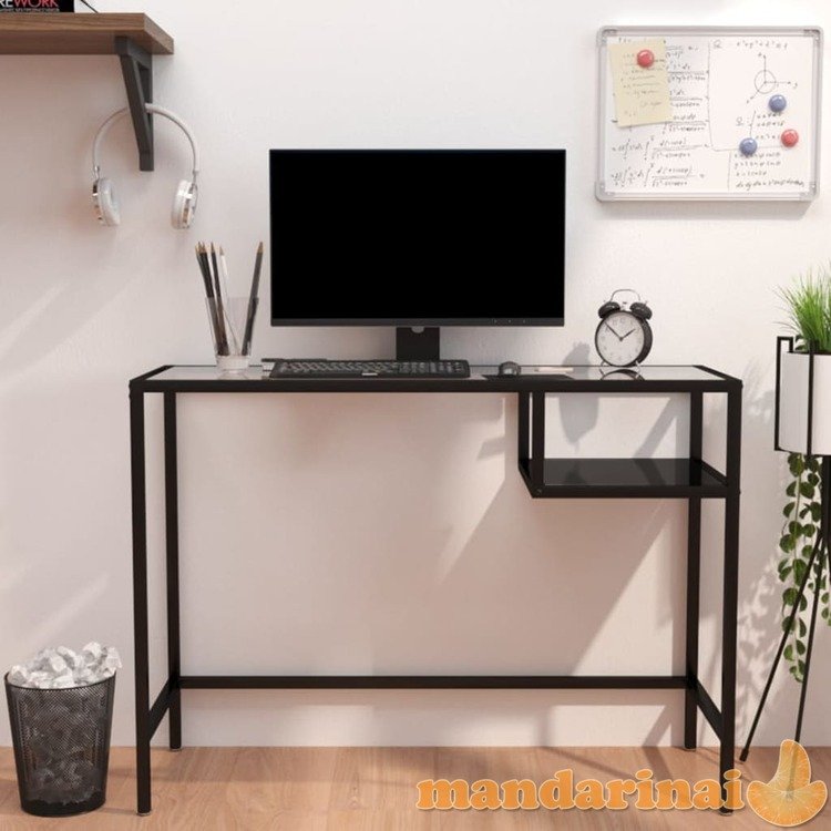 Kompiuterio stalas, juodos spalvos, 100x36x74cm, stiklas