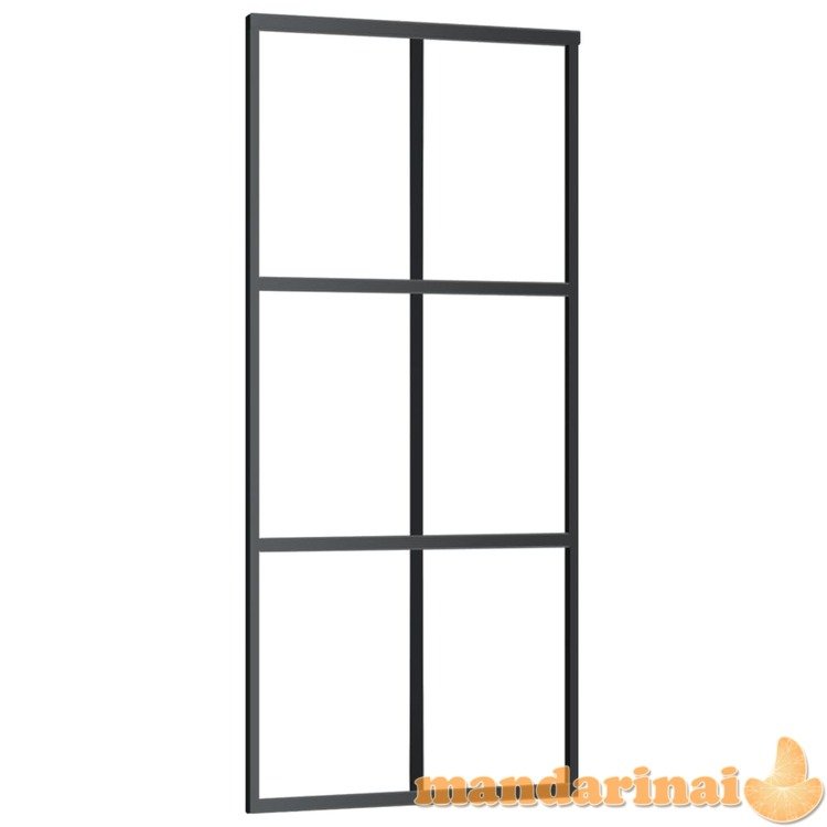 Stumdomos durys, juodos, 90x205cm, esg stiklas ir aliuminis
