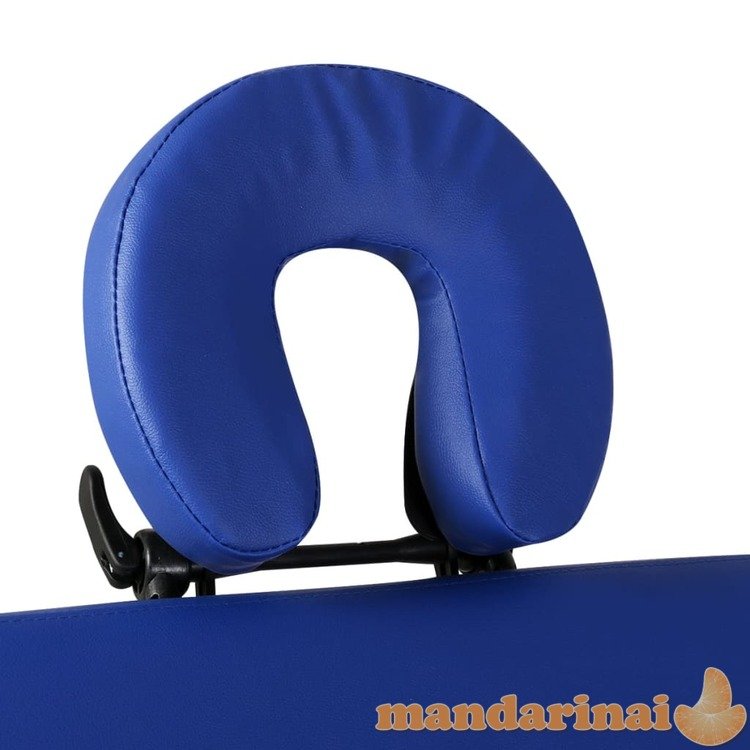 Sulankstomas masažo stalas su mediniu rėmu, 2 zonų, mėlynas