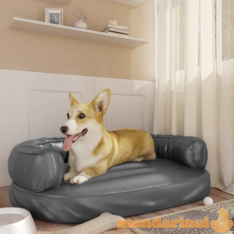 Ergonomiška lova šunims, pilkos spalvos, 88x65cm, dirbtinė oda