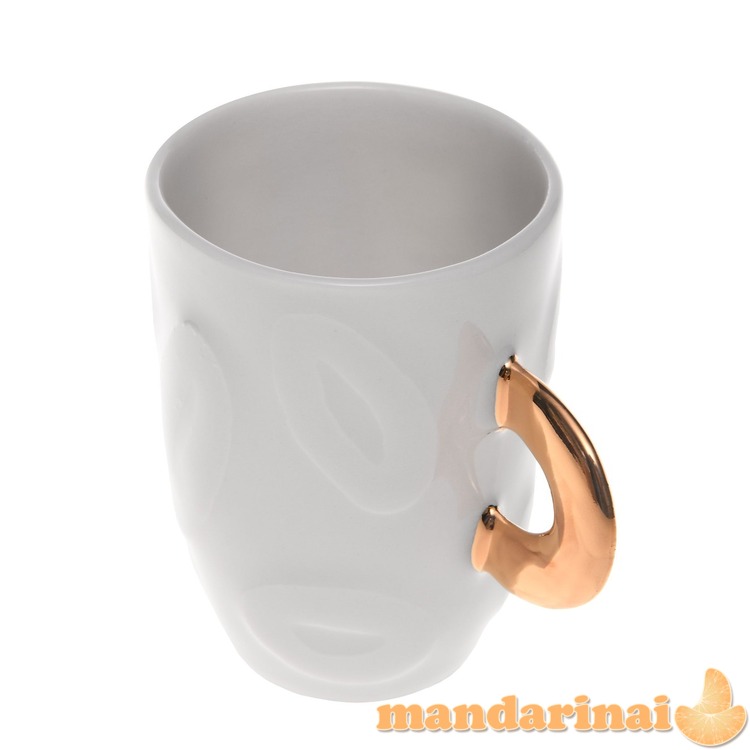 Puodelis 160 ml baltas su aukso spalva