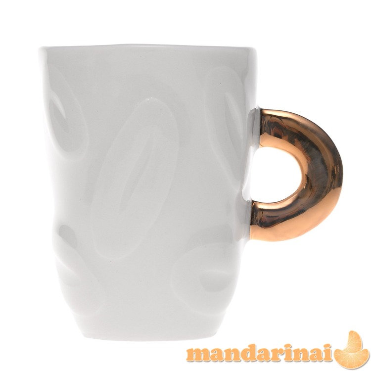 Puodelis 160 ml baltas su aukso spalva