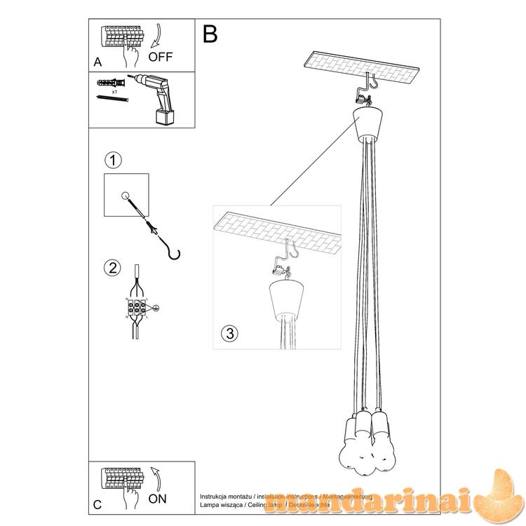 Pakabinama lempa diego 5 pilkos spalvos