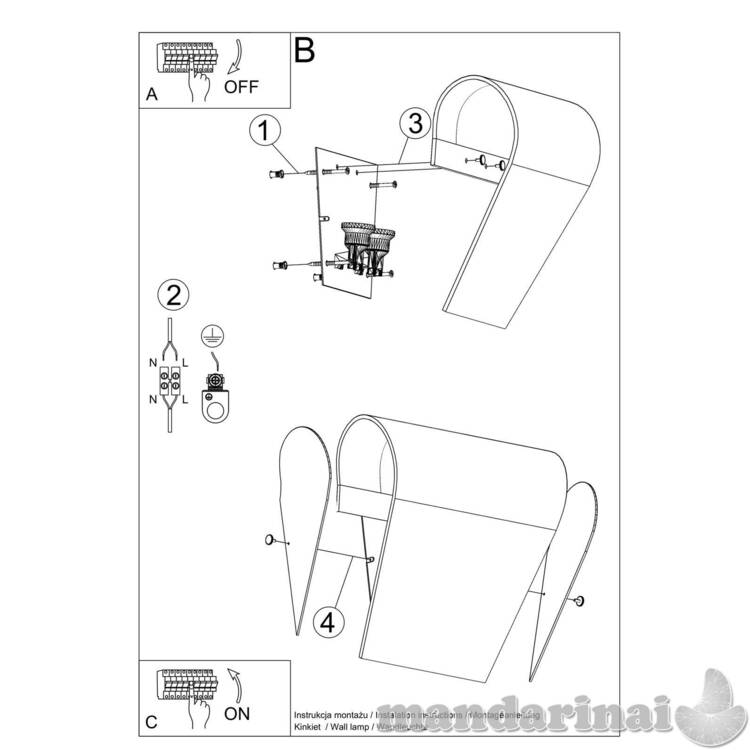 Sieninis šviestuvas Clino 2