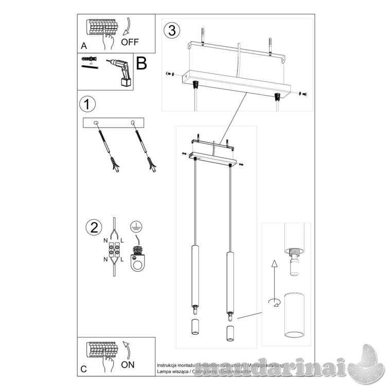 Pakabinama lempa Wezyr 2 juoda
