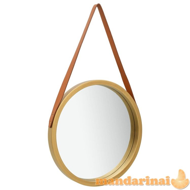 Sieninis veidrodis su dirželiu, auksinės spalvos, 40cm