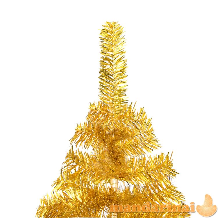 Dirbtinė kalėdų eglutė su led/žaisliukais, auksinė, 150cm, pet