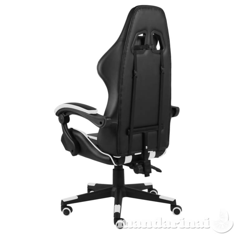 Žaidimų kėdė, juodos ir baltos spalvos, dirbtinė oda