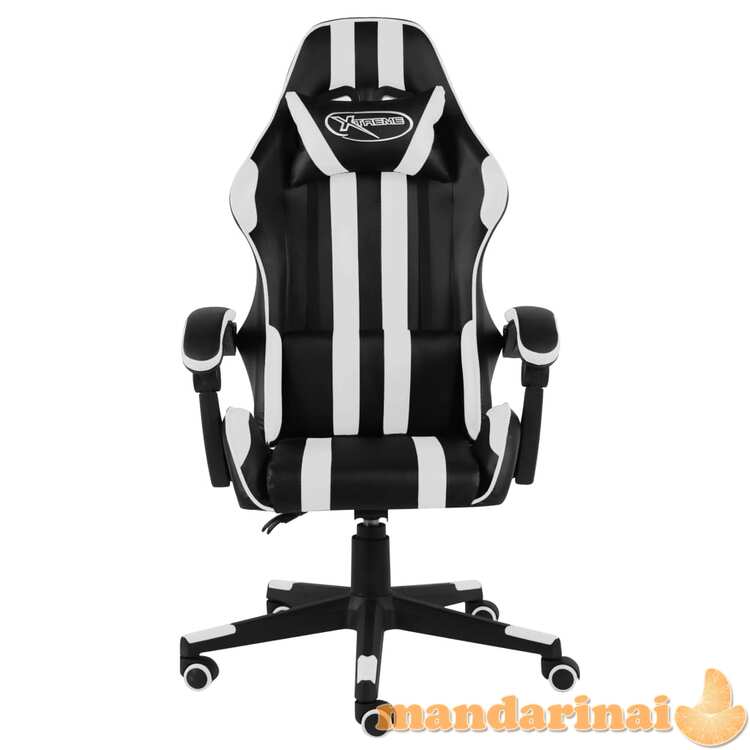 Žaidimų kėdė, juodos ir baltos spalvos, dirbtinė oda