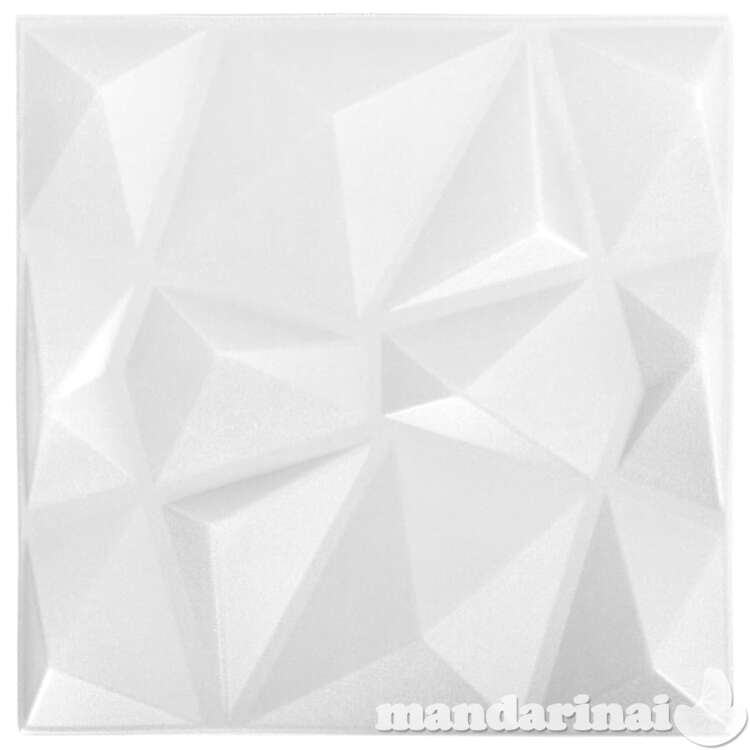 3d sienų plokštės, 48vnt., deimantų baltos, 50x50cm, 12m²