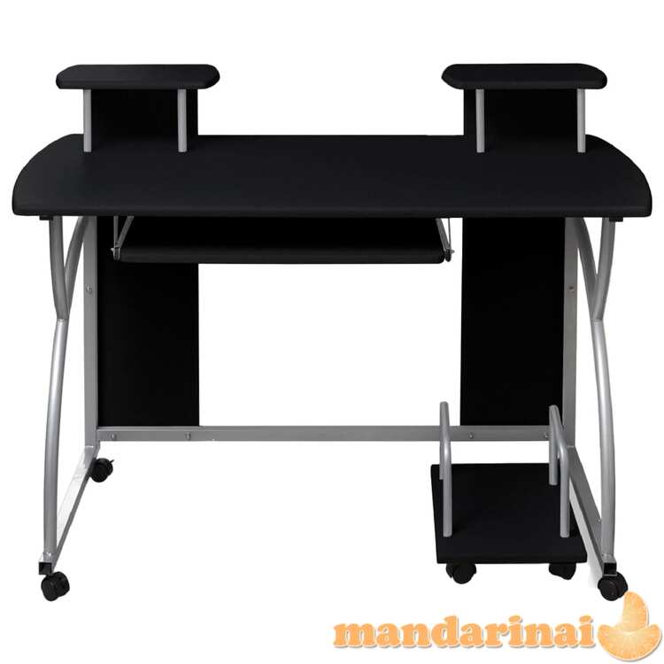 Kompiuterio stalas, juodas, 110x52x88,5cm, apdirbta mediena