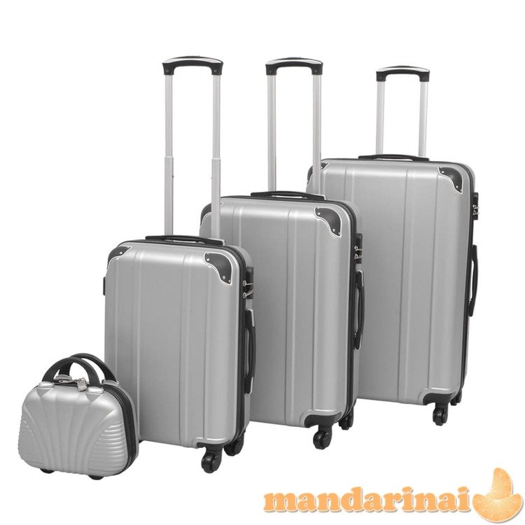 4 kietų lagaminų su ratukais komplektas, sidabro spalvos