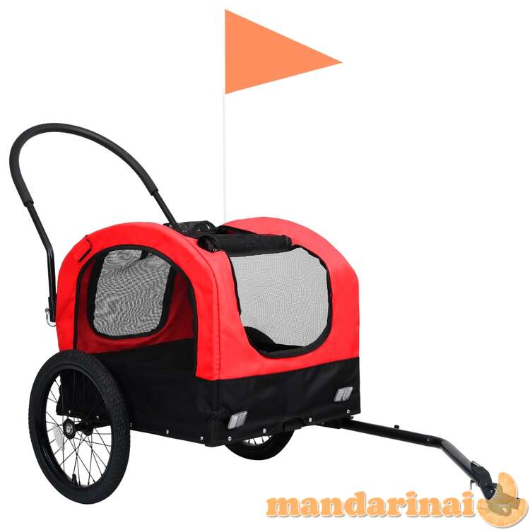 2-1 vežimėlis naminiams gyvūnams, raudonas ir juodas