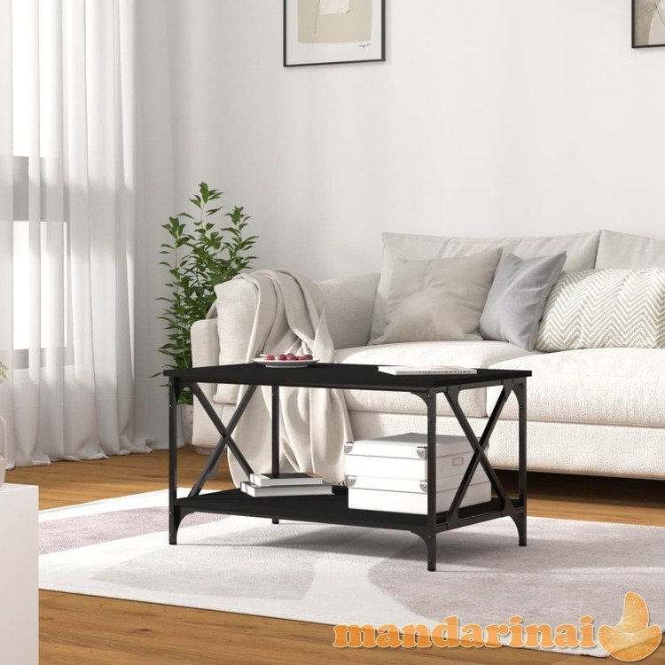 Kavos staliukas, juodas, 80x50x45cm, apdirbta mediena/geležis