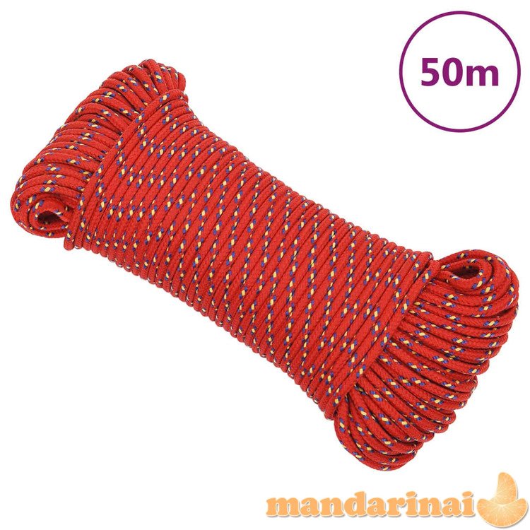 Valties virvė, raudonos spalvos, 3mm, 50m, polipropilenas